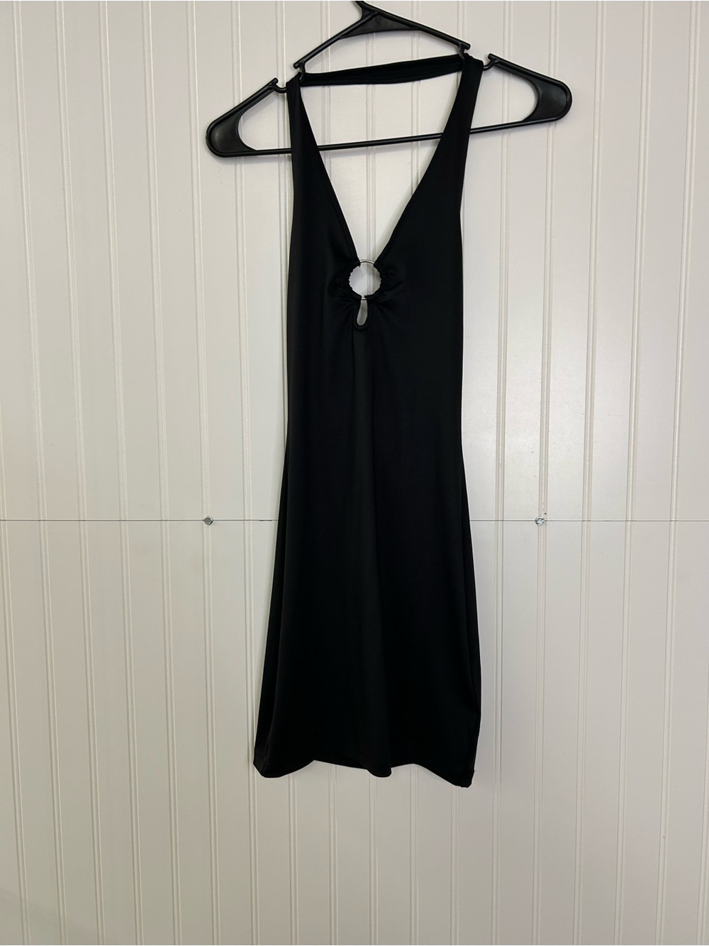 Divided H&M Black V-Neck Halter Dress with Center Ring Detail Size XS